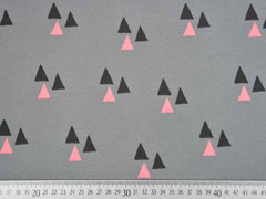 RESTST�CK 72 cm Bio-Jersey Dreiecke Triangles grau lachsrosa Bloome Copenhagen