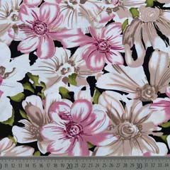 RESTST�CK 45 cm Badeanzugstoff Funktionsjersey Blumen wei� altrosa goldmetallic schwarz