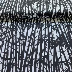 Badeanzugstoff Funktionsjersey Stengel Bl�tter, schwarz wei�