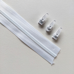 endlos Rei�verschluss Meterware 5 mm + 3 Schieber, reinwei�