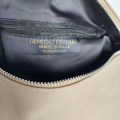 Bauchtasche Leder mit Lederriemen - Beige -silber Schnallen-Made in Italy