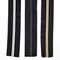 endlos Rei�verschluss metallisiert GOLD 3 mm Spirale + 3 Schieber, schwarz