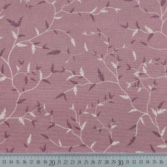 Dekostoff Leinenlook Zweige, lila creme mauve