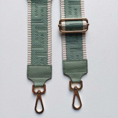 Taschengurt Taschenriemen grafisches Muster 3D- ecrue mintgr�n-mintgr�n -gold Schnallen