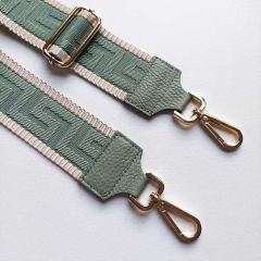 Taschengurt Taschenriemen grafisches Muster 3D- ecrue mintgr�n-mintgr�n -gold Schnallen