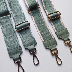 Taschengurt Taschenriemen grafisches Muster 3D- ecrue mintgr�n-mintgr�n -gold Schnallen