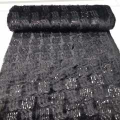 Fellimitat Pl�sch Pailletten, schwarz