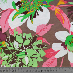 RESTST�CK 96 cm Viskose Twillstoff Blumen Blusenstoff, rosa hellgr�n hellbraun