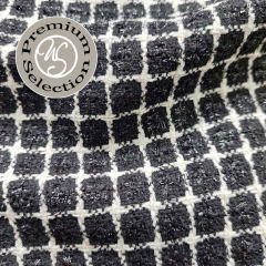 Boucle Stoff Quadrate, cremewei� schwarz