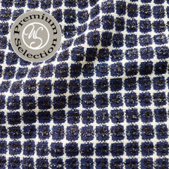 Boucle Stoff Quadrate, cremewei� schwarz dunkelblau