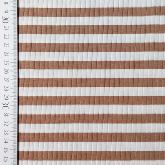 Rippenjersey Streifen 1 cm, zimtbraun cremewei� (garngef�rbt)