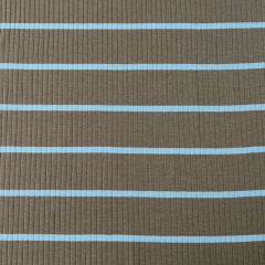 Rippenjersey Stoff breite Streifen, hellmint khaki (garngef�rbt)