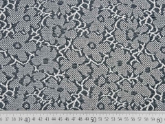 RESTST�CK 135 cm Jacquard Blumen, wei�/dunkelgrau