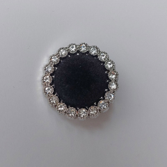 Samtknopf aus Metall mit Strasssteinchen Knopfgr��e 32/20,48 mm, schwarz