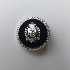 Metallknopf mit Wappen Knopfgr��e 32/20,4 mm, silber schwarz