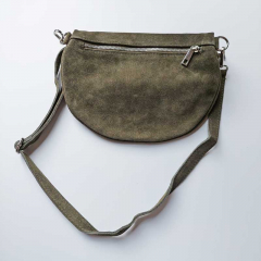 Bauchtasche Wildleder mit Wildlederriemen -army gr�n - silber Schnallen-Made in Italy