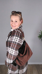 Mantelstoff Karomuster flauschig weich Mantelflausch, rotbraun anthrazit wei�