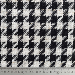 Boucle Stoff Hahnentritt Lurex, schwarz cremewei�