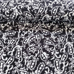 Blusenstoff Satin Velvet Paisley, wei� schwarz