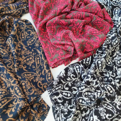 Blusenstoff Satin Velvet Paisley, wei� schwarz