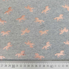 Jerseystoff Einhorn, kupfer gl�nzend grau meliert (metallic)