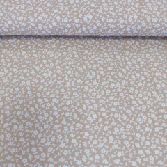 Baumwollstoff Streubl�mchen, wei� hellbeige