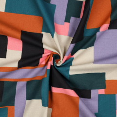 Canvas Stoff abstrakte geometrische Formen Fl�chen, petrol flieder