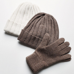 M�tze aus Kaschmirmix Strickstoff- soft brown- made in Italy