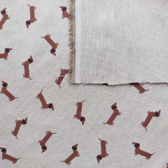 Dekostoff Hunde Dackel Leinen Optik, braun natur
