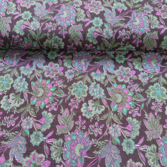 Viskose Mix leichte Webware Blumen Blusenstoff, rosa dunkelbraun