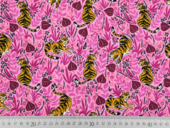 Jerseystoff Tiger Bl�tter Blumen, rosa