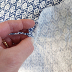 Musselin Stoff Double Gauze Baumwollstoff zweilagig Rauten, dunkelblau wei�