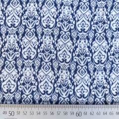 Musselin Stoff Double Gauze Baumwollstoff zweilagig Ornamente, dunkelblau wei�