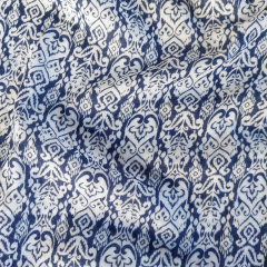 Musselin Stoff Double Gauze Baumwollstoff zweilagig Ornamente, dunkelblau wei�