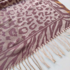 Schal Halstuch Leoparden Zebra Muster Animal Print Fransen, altrosa mauve