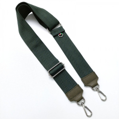 Taschengurt Streifen uni - Armygr�n - khakigr�nes Leder - silber Schnallen