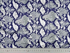 RESTST�CK 50 cm Blusenstoff Satin Schlangenmuster elastisch, grau cremewei� dunkelblau