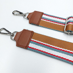 Taschengurt Streifen hellblau rot wei� gr�n camel-camel Leder- silber Schnallen
