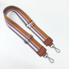 Taschengurt Streifen hellblau rot wei� gr�n camel-camel Leder- silber Schnallen