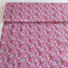 Baumwollstoff kleine Blumen Bl�mchen Silky Cotton, flieder bordeaux pink wei�