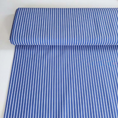 Baumwollstoff mit Stretch L�ngsstreifen, wei� mittelblau