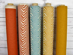 Dekostoff Leinenlook Zickzack grafisches Muster , terracotta