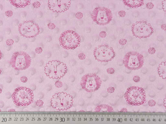 Fleece Stoff Minky Punkte L�wengesichter, helles rosa