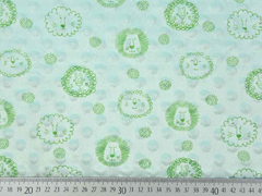 Minky Fleece Stoff Punkte L�wengesichter, helles mint