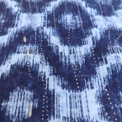 Baumwollstoff Rauten Batik Boho Style Foliendruck Tropfen, dunkelblau wei�