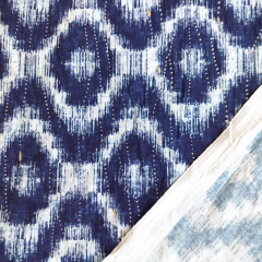 Baumwollstoff Rauten Batik Boho Style Foliendruck Tropfen, dunkelblau wei�