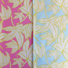 RESTST�CK 37 cm Sweatstoff French Terry Bl�ttermuster, gelbgr�n aqua (hellt�rkis)