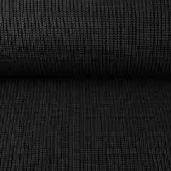 Strickstoff Rippenstrick Baumwolle Halbpatent, schwarz