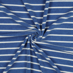 Sweat Frotteestoff Streifen, cremewei� mittelblau