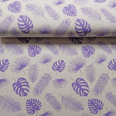 Viskose Jerseystoff Monstera Bl�tter, lila natur melange